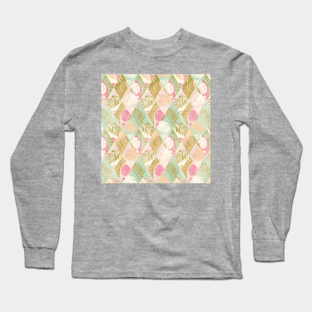 Pink Tropical Diamonds Long Sleeve T-Shirt by Carolina Díaz